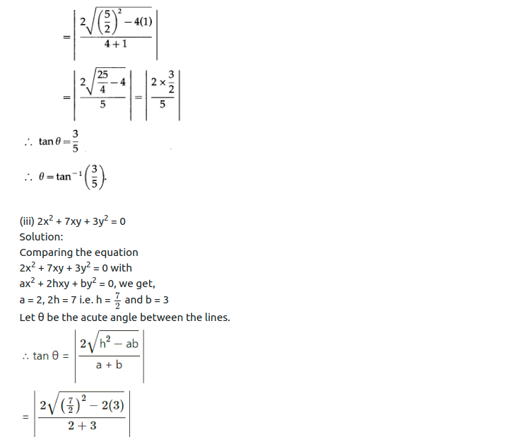 Maharashtra Board Solutions Class 12-Arts & Science Maths (Part 1): Chapter 4- Pair of Straight Lines Ex 4.2
