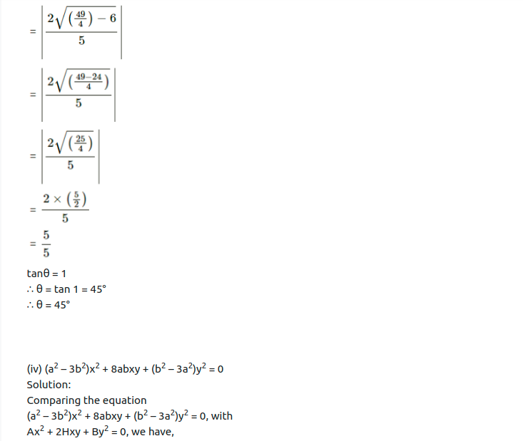 Maharashtra Board Solutions Class 12-Arts & Science Maths (Part 1): Chapter 4- Pair of Straight Lines Ex 4.2