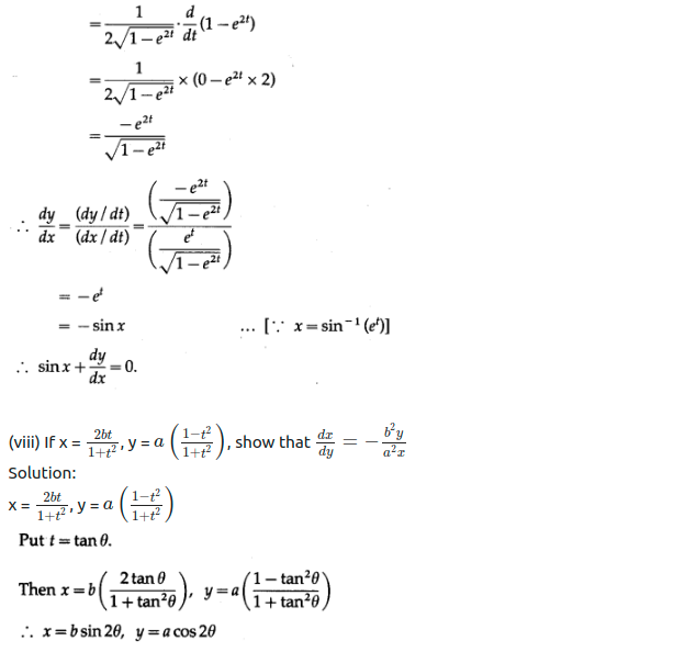Maharashtra Board Solutions Class 12-Arts & Science Maths (Part 2): Chapter 1- Differentiation Ex 1.4