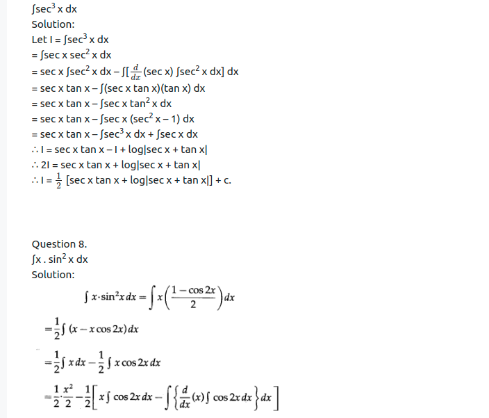 Maharashtra Board Solutions Class 12-Arts & Science Maths (Part 2): Chapter 3- Indefinite Integration Ex 3.3