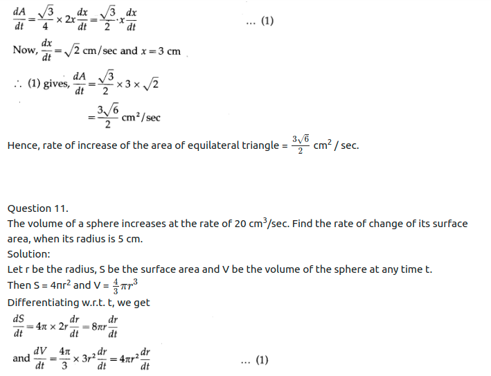 Maharashtra Board Solutions Class 12-Arts & Science Maths (Part 2): Chapter 2- Applications of Derivatives Ex 2.1