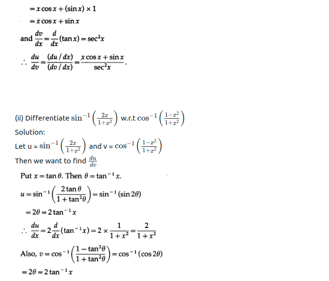 Maharashtra Board Solutions Class 12-Arts & Science Maths (Part 2): Chapter 1- Differentiation Ex 1.4