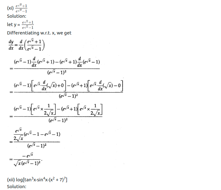 Maharashtra Board Solutions Class 12-Arts & Science Maths (Part 2): Chapter 1- Differentiation Ex 1.1