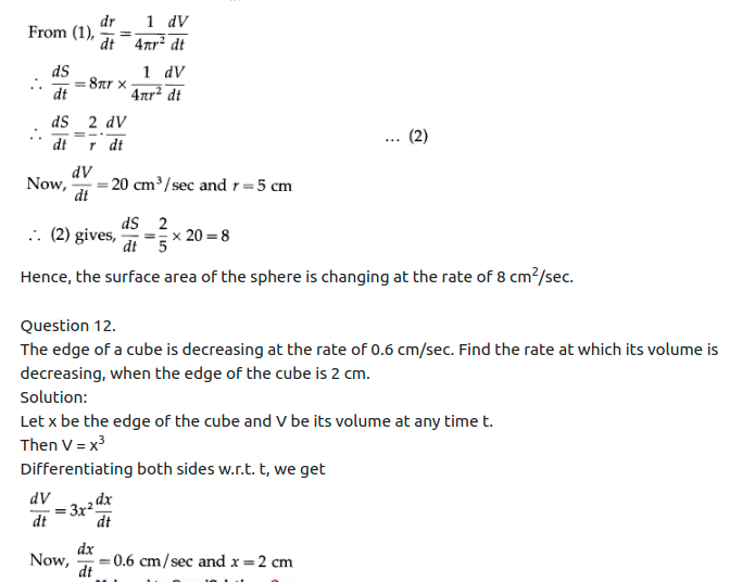 Maharashtra Board Solutions Class 12-Arts & Science Maths (Part 2): Chapter 2- Applications of Derivatives Ex 2.1