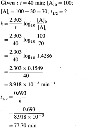 Maharashtra Board Solutions Class 12 Chemistry: Chapter 6- Chemical Kinetics Question 4.vii