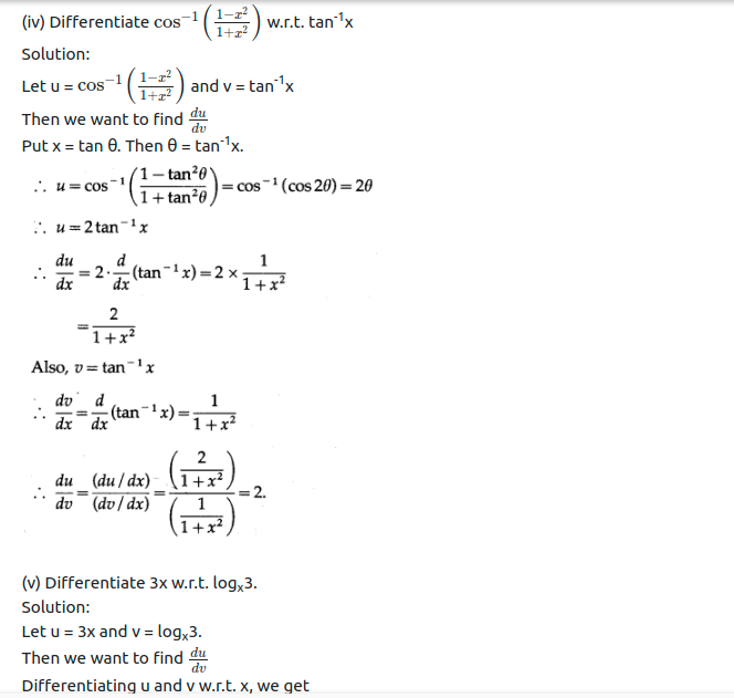 Maharashtra Board Solutions Class 12-Arts & Science Maths (Part 2): Chapter 1- Differentiation Ex 1.4