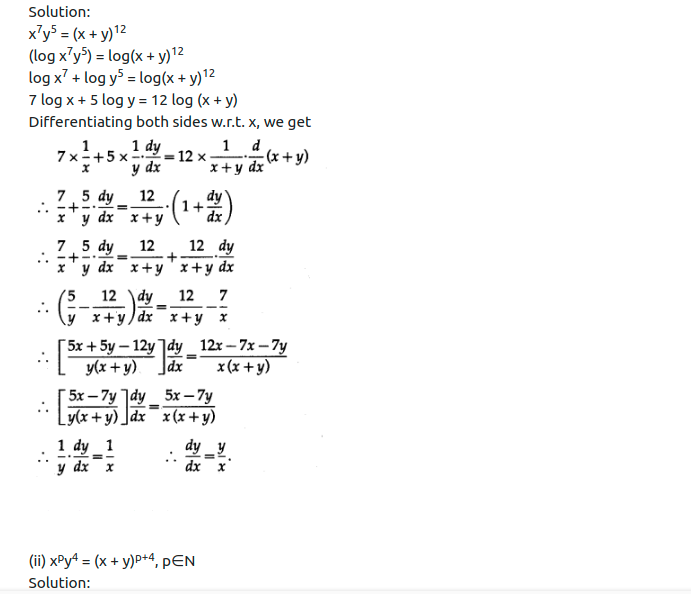 Maharashtra Board Solutions Class 12-Arts & Science Maths (Part 2): Chapter 1- Differentiation Ex 1.3
