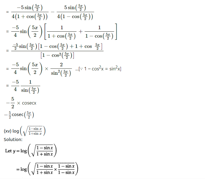 Maharashtra Board Solutions Class 12-Arts & Science Maths (Part 2): Chapter 1- Differentiation Ex 1.1