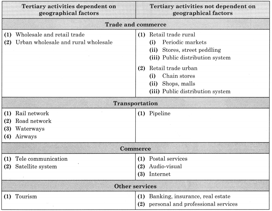 Maharashtra Board Solutions Class 12-Geography: Chapter 6- Tertiary Economic Activities 1