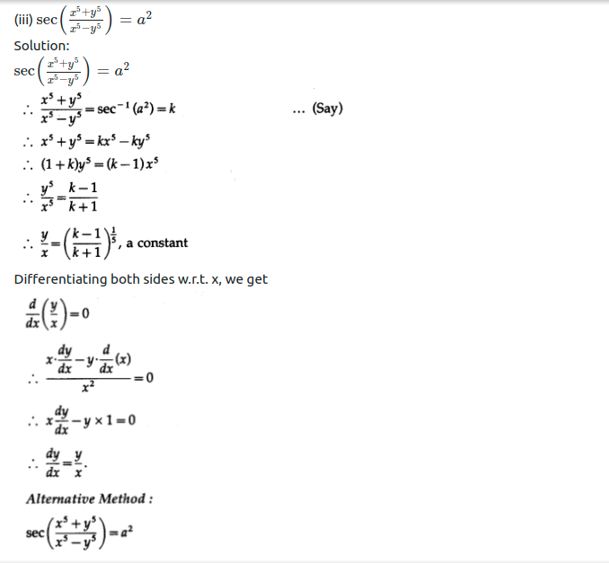 Maharashtra Board Solutions Class 12-Arts & Science Maths (Part 2): Chapter 1- Differentiation Ex 1.3