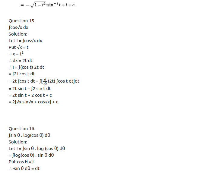 Maharashtra Board Solutions Class 12-Arts & Science Maths (Part 2): Chapter 3- Indefinite Integration Ex 3.3