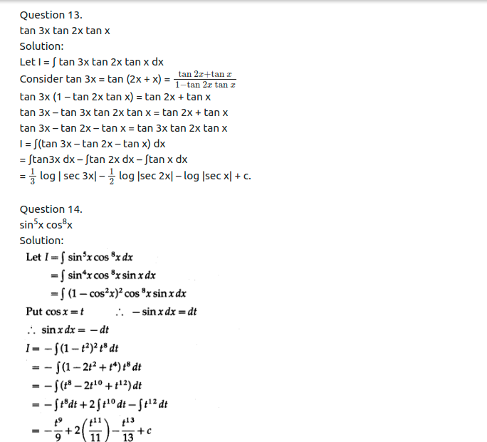 Maharashtra Board Solutions Class 12-Arts & Science Maths (Part 2): Chapter 3- Indefinite Integration Ex 3.2 (A)