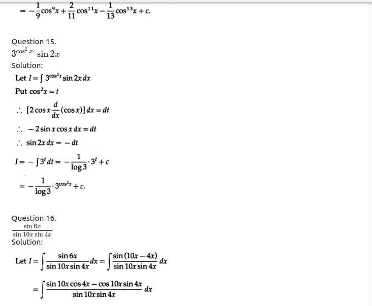 Maharashtra Board Solutions Class 12-Arts & Science Maths (Part 2): Chapter 3- Indefinite Integration Ex 3.2 (A)
