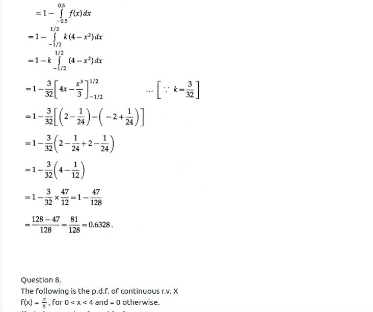 Maharashtra Board Solutions Class 12-Arts & Science Maths (Part 2): Chapter 7- Probability Distributions Ex 7.2