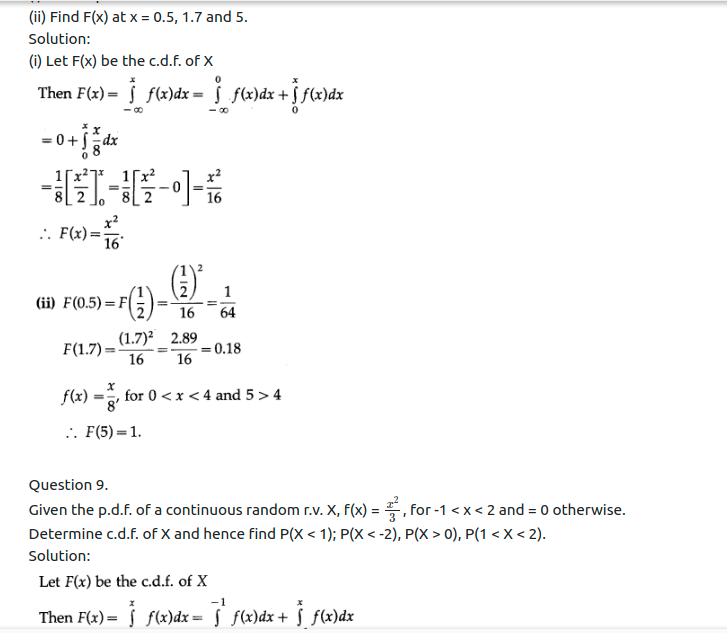 Maharashtra Board Solutions Class 12-Arts & Science Maths (Part 2): Chapter 7- Probability Distributions Ex 7.2