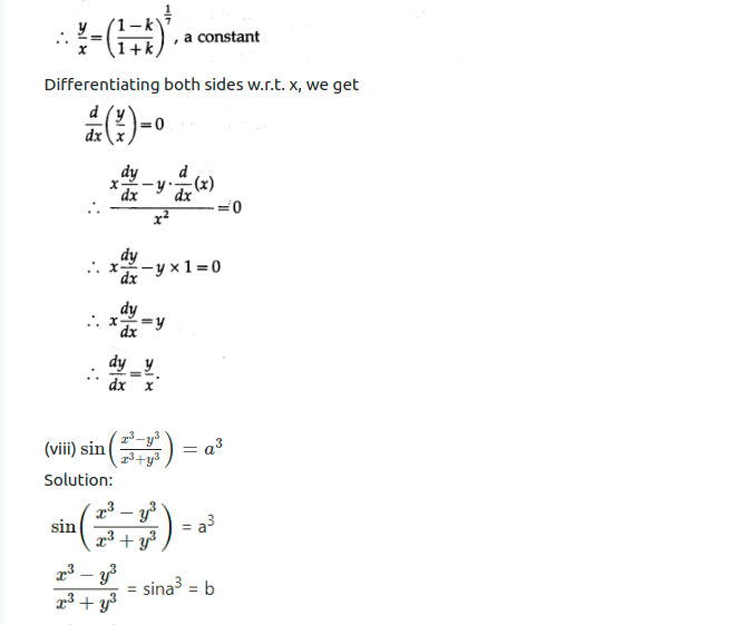Maharashtra Board Solutions Class 12-Arts & Science Maths (Part 2): Chapter 1- Differentiation Ex 1.3