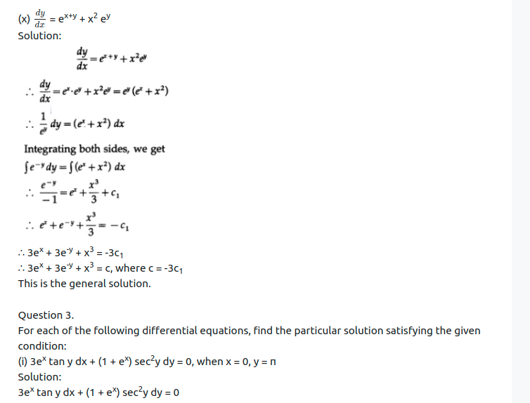 Maharashtra Board Solutions Class 12-Arts & Science Maths (Part 2): Chapter 6- Differential Equations Ex 6.3