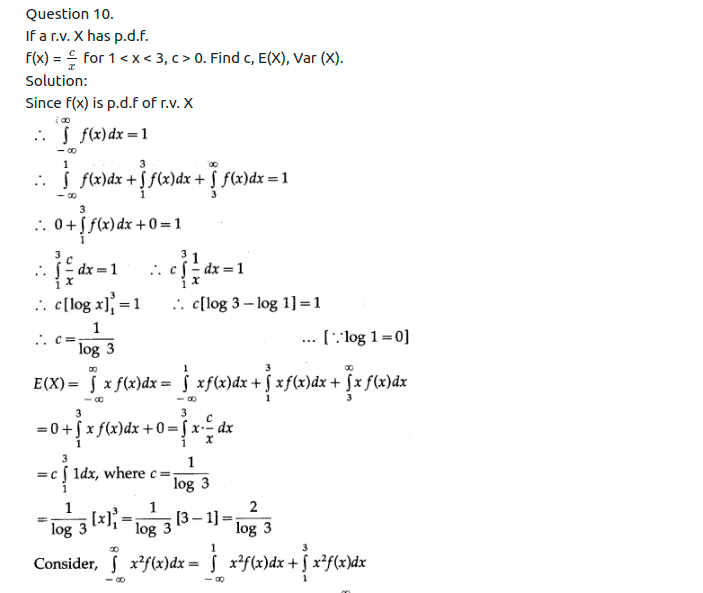 Maharashtra Board Solutions Class 12-Arts & Science Maths (Part 2): Chapter 7- Probability Distributions Ex 7.2