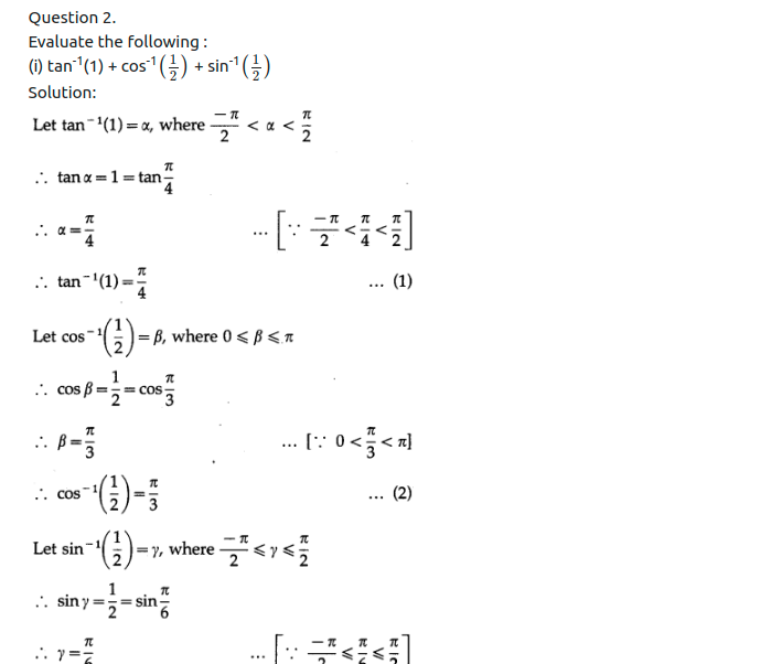 Maharashtra Board Solutions Class 12-Arts & Science Maths (Part 1): Chapter 3- Trigonometric Functions Ex 3.3