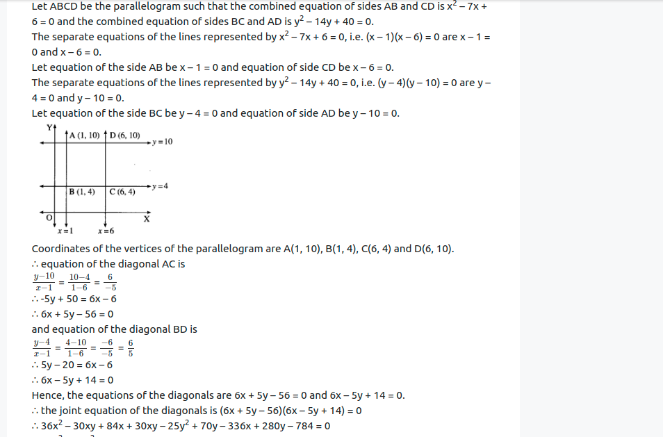 Maharashtra Board Solutions Class 12-Arts & Science Maths (Part 1): Chapter 4- Pair of Straight Lines Ex 4.3