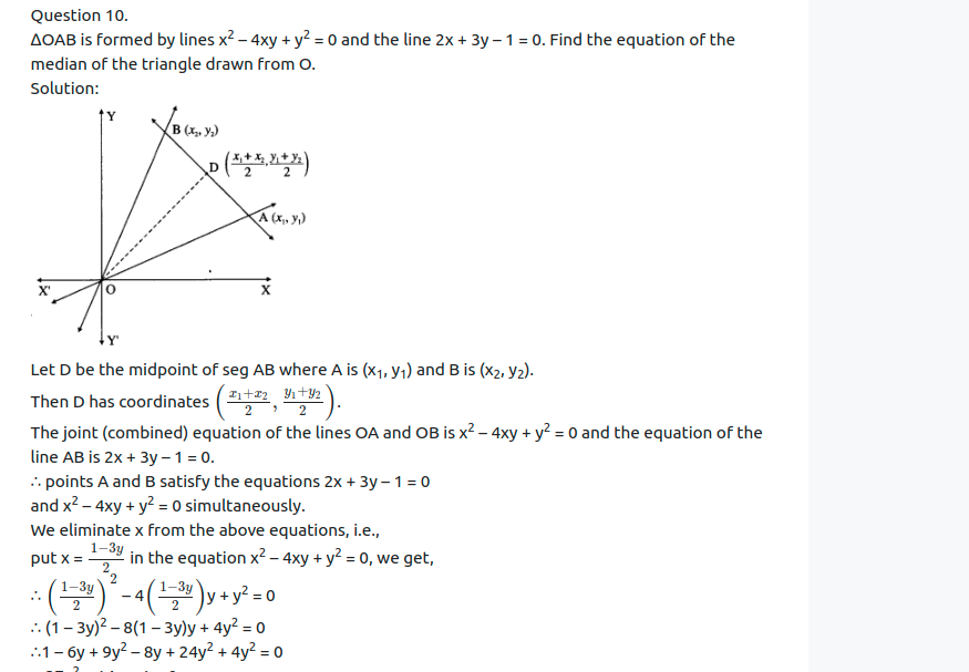 Maharashtra Board Solutions Class 12-Arts & Science Maths (Part 1): Chapter 4- Pair of Straight Lines Ex 4.3