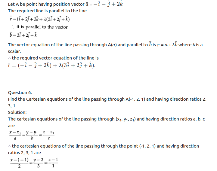 Maharashtra Board Solutions Class 12-Arts & Science Maths (Part 1): Chapter 6- Line and Plane Ex 6.1