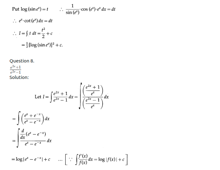 Maharashtra Board Solutions Class 12-Arts & Science Maths (Part 2): Chapter 3- Indefinite Integration Ex 3.2 (A)