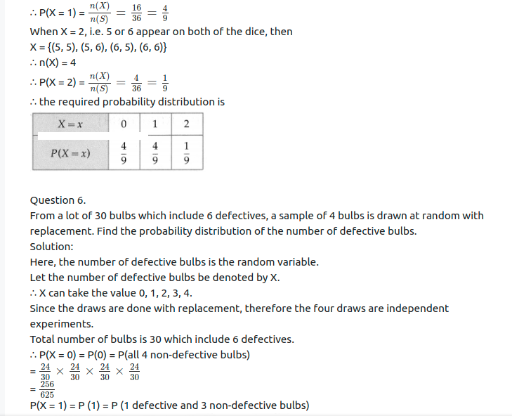 Maharashtra Board Solutions Class 12-Arts & Science Maths (Part 2): Chapter 7- Probability Distributions Ex 7.1