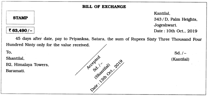 Maharashtra Board Solutions Class 12-Book Keeping & Accountancy: Chapter 7- Bills of Exchange
