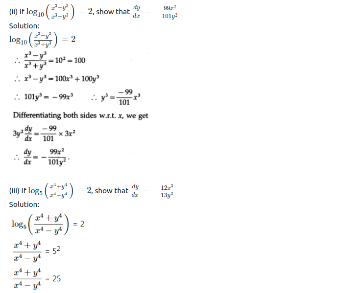 Maharashtra Board Solutions Class 12-Arts & Science Maths (Part 2): Chapter 1- Differentiation Ex 1.3