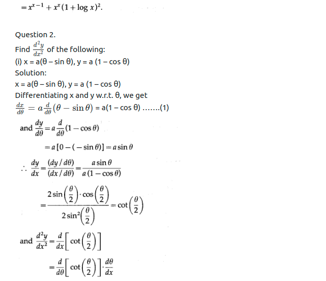 Maharashtra Board Solutions Class 12-Arts & Science Maths (Part 2): Chapter 1- Differentiation Ex 1.5