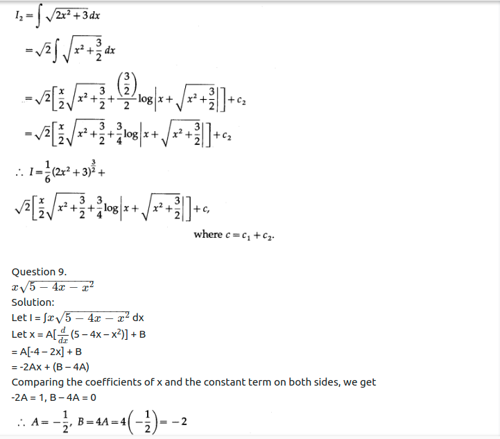 Maharashtra Board Solutions Class 12-Arts & Science Maths (Part 2): Chapter 3- Indefinite Integration Ex 3.3