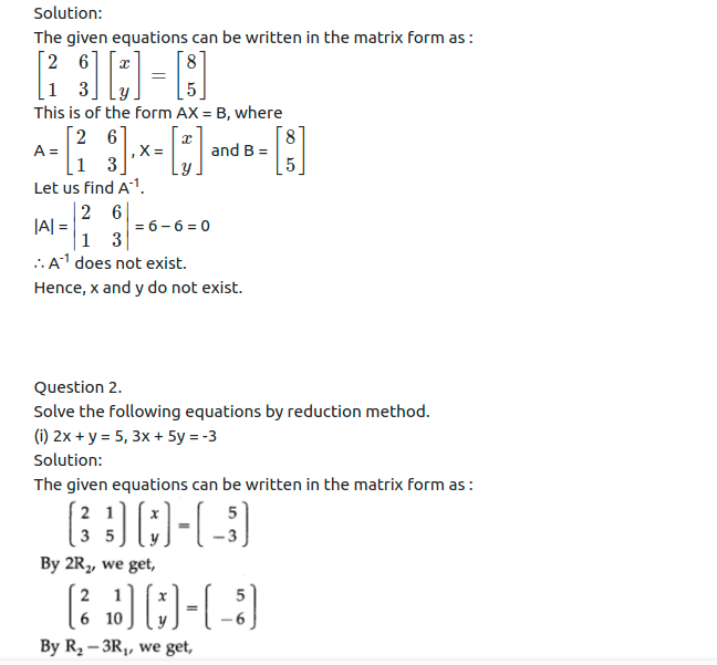Maharashtra Board Solutions Class 12-Arts & Science Maths (Part 1): Chapter 2- Matrices