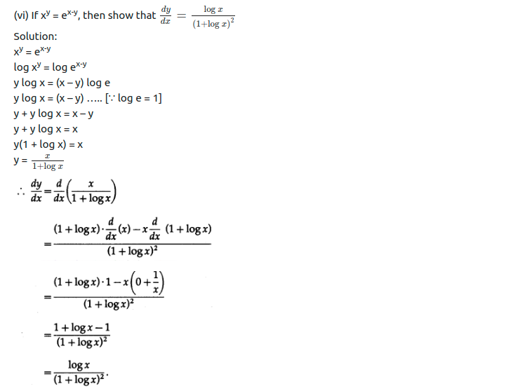 Maharashtra Board Solutions Class 12-Arts & Science Maths (Part 2): Chapter 1- Differentiation Ex 1.3