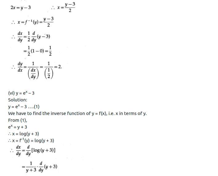 Maharashtra Board Solutions Class 12-Arts & Science Maths (Part 2): Chapter 1- Differentiation Ex 1.2