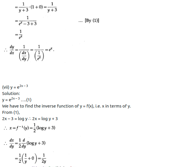 Maharashtra Board Solutions Class 12-Arts & Science Maths (Part 2): Chapter 1- Differentiation Ex 1.2