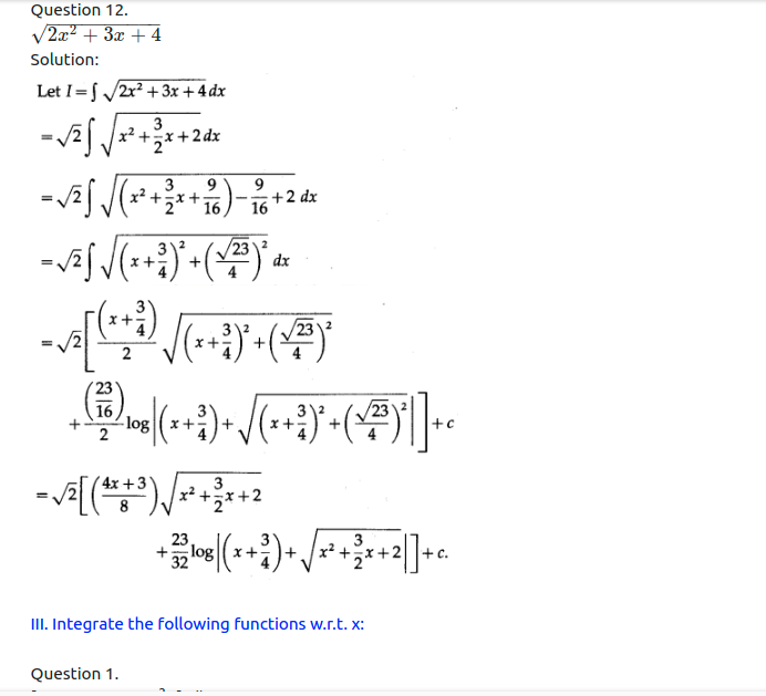 Maharashtra Board Solutions Class 12-Arts & Science Maths (Part 2): Chapter 3- Indefinite Integration Ex 3.3