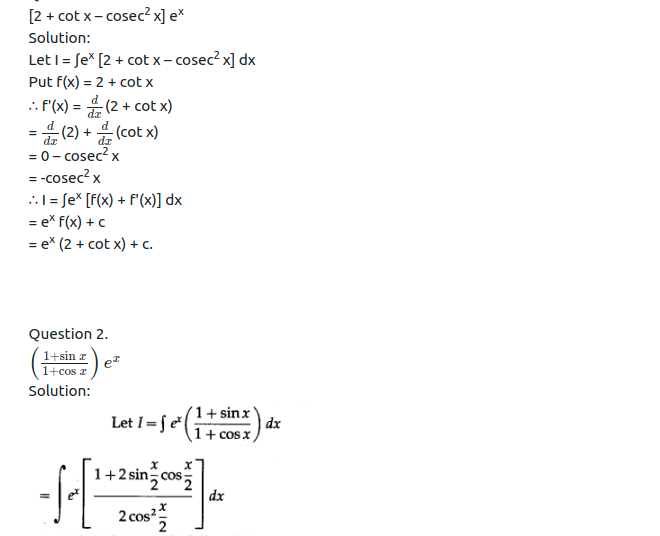 Maharashtra Board Solutions Class 12-Arts & Science Maths (Part 2): Chapter 3- Indefinite Integration Ex 3.3