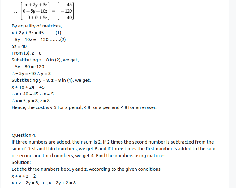Maharashtra Board Solutions Class 12-Arts & Science Maths (Part 1): Chapter 2- Matrices