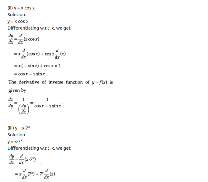 Maharashtra Board Solutions Class 12-Arts & Science Maths (Part 2): Chapter 1- Differentiation Ex 1.2