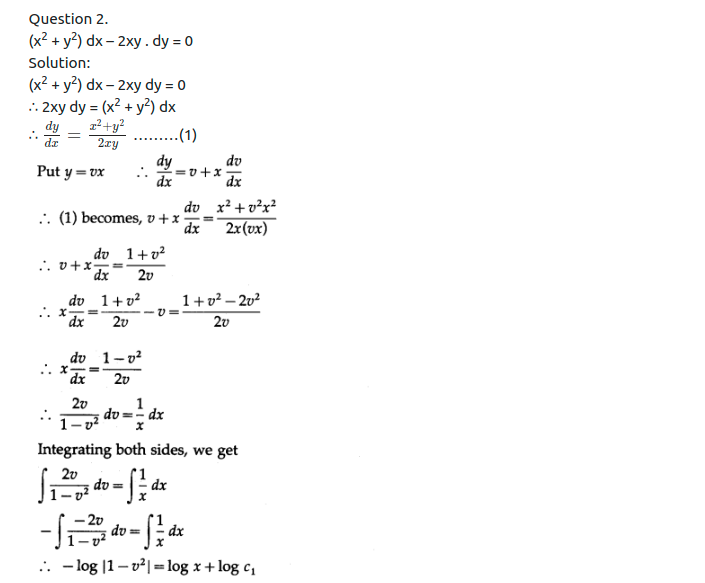 Maharashtra Board Solutions Class 12-Arts & Science Maths (Part 2): Chapter 6- Differential Equations Ex 6.4