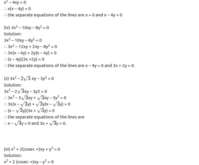 Maharashtra Board Solutions Class 12-Arts & Science Maths (Part 1): Chapter 4- Pair of Straight Lines Ex 4.1