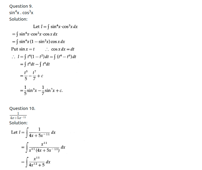 Maharashtra Board Solutions Class 12-Arts & Science Maths (Part 2): Chapter 3- Indefinite Integration Ex 3.2 (A)
