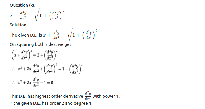 Maharashtra Board Solutions Class 12-Arts & Science Maths (Part 2): Chapter 6- Differential Equations Ex 6.1