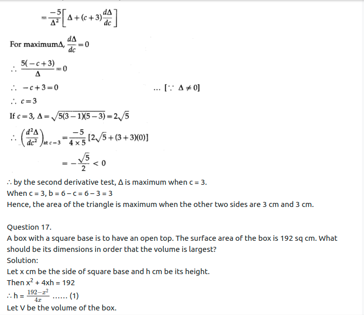 Maharashtra Board Solutions Class 12-Arts & Science Maths (Part 2): Chapter 2- Applications of Derivatives Ex 2.4