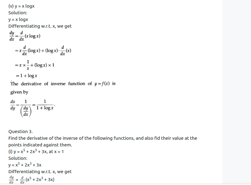 Maharashtra Board Solutions Class 12-Arts & Science Maths (Part 2): Chapter 1- Differentiation Ex 1.2