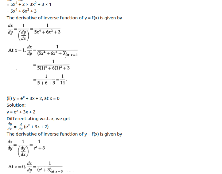 Maharashtra Board Solutions Class 12-Arts & Science Maths (Part 2): Chapter 1- Differentiation Ex 1.2