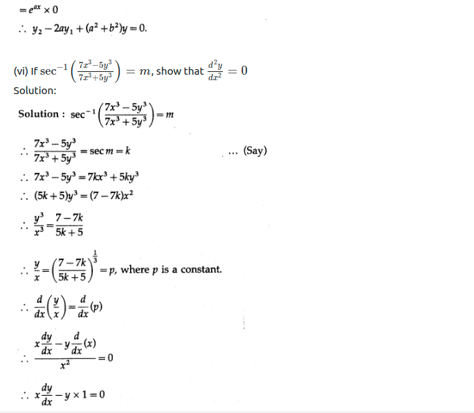 Maharashtra Board Solutions Class 12-Arts & Science Maths (Part 2): Chapter 1- Differentiation Ex 1.5