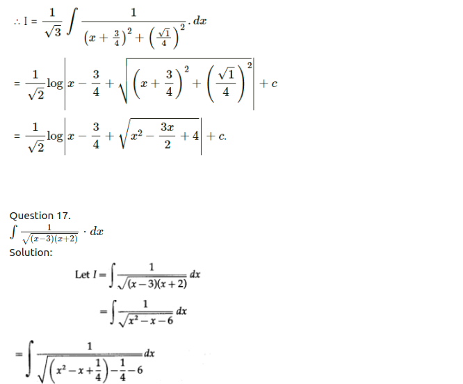 Maharashtra Board Solutions Class 12-Arts & Science Maths (Part 2): Chapter 3- Indefinite Integration Ex 3.2 (B)
