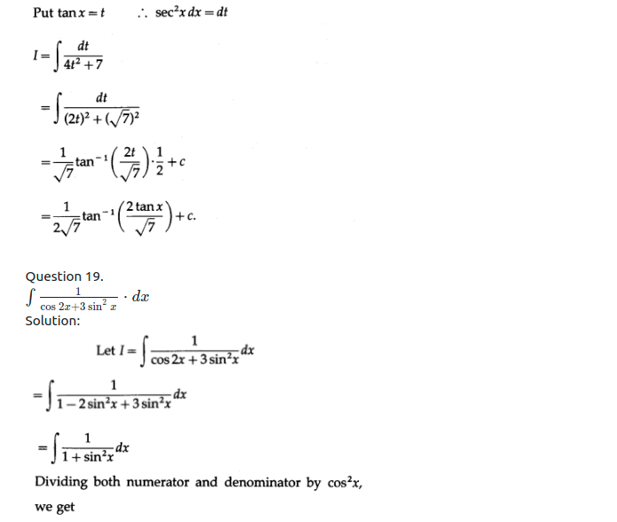 Maharashtra Board Solutions Class 12-Arts & Science Maths (Part 2): Chapter 3- Indefinite Integration Ex 3.2 (B)